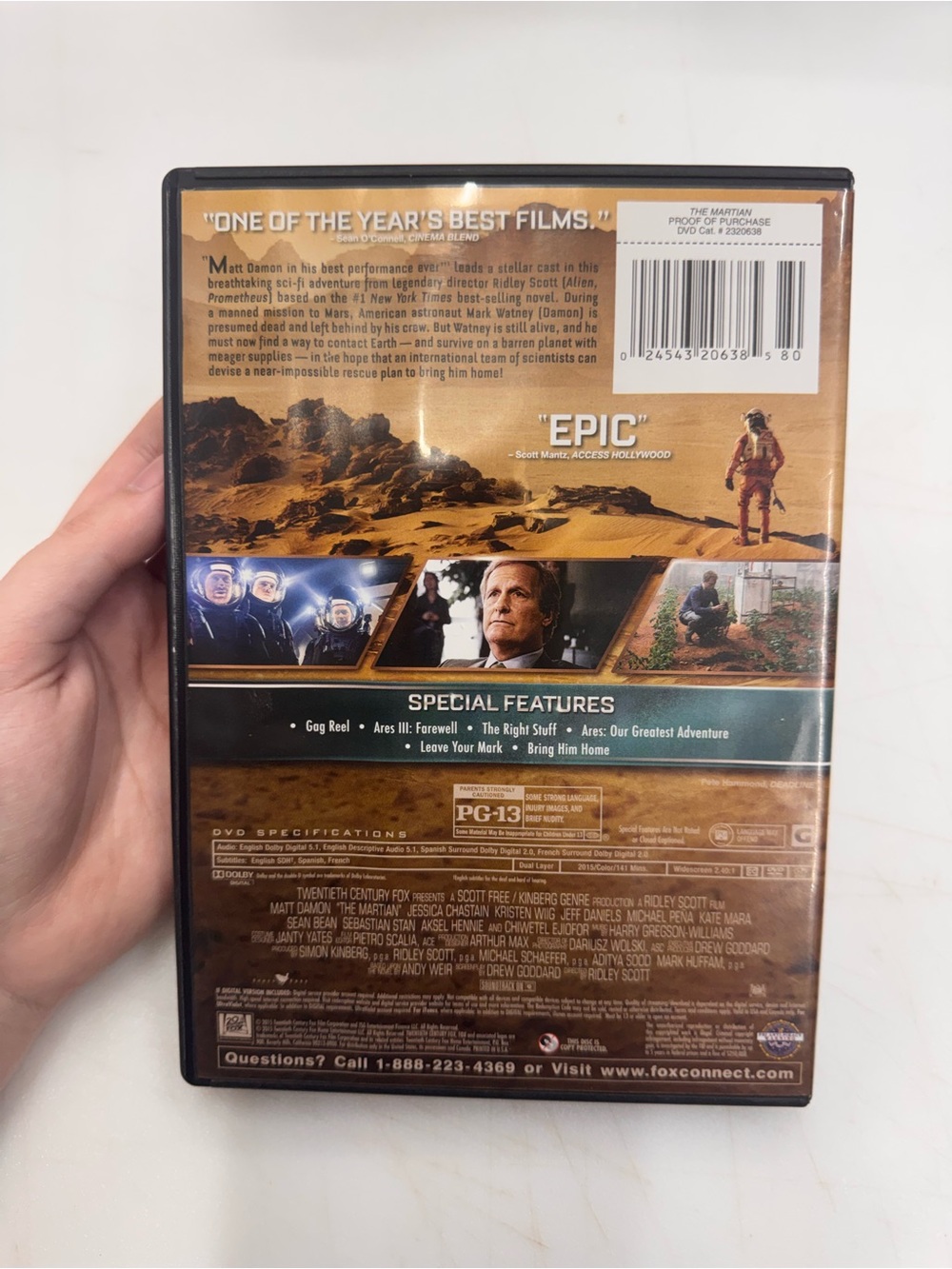 The Martian DVD Matt Damon Sci Fi Tested, Working Movie - Picture 2 of 3